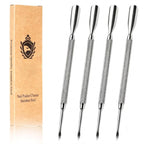 Cuticle Pusher Tools - Professional Nail Cuticle Pusher Cuticle Remover Cuticle Trimmer Spoon Shaped Nail Cleaner Dual Sided Metal Stainless Steel Manicure Pedicure for Women 4 Pack Set