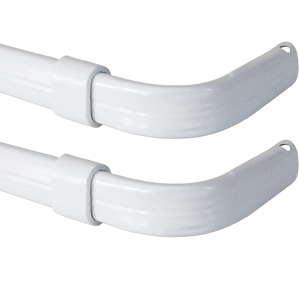 Heavy Duty Single Rod,Lock Seam Curtain Rod 28 to 48-Inch Adjustable Width, 2 1/2-Inch Projection，Hardware Included,White(Pack of 2)