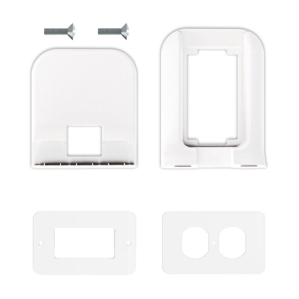 Outlet Shelf Wall Holder, Bathroom Shelf up to 10lbs Standard Vertical Duplex Wall Organizer for Smart Home Decor Space Saving Power Tools, Toothbrush (OLS001-W), 1 Pack, White
