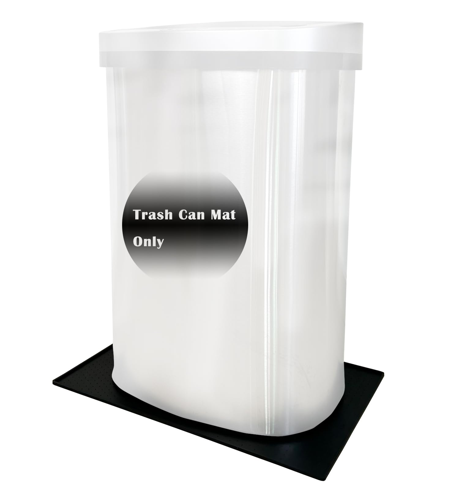 Trash Can Mat, Waterproof Raised Edge Silicone Under Garbage Can Mat, 11.8" X18.9" Non-Slip Trash Can Pad for Kitchen Office Bedroom Reduce Floor Carpet Wall Scratches, Black