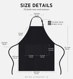 2 Pack 100% Cotton Adjustable Bib Apron with 2 Pockets Cooking Kitchen Aprons for Women Men Chef, Black
