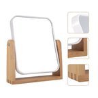 Makeup Mirror with Natural Bamboo Stand, 1X/3X Magnification Double Sided 360 Degree Swivel Magnifying Mirror,Vanity Table,Office Desk,Room Decor, Beauty Gifts(Square)