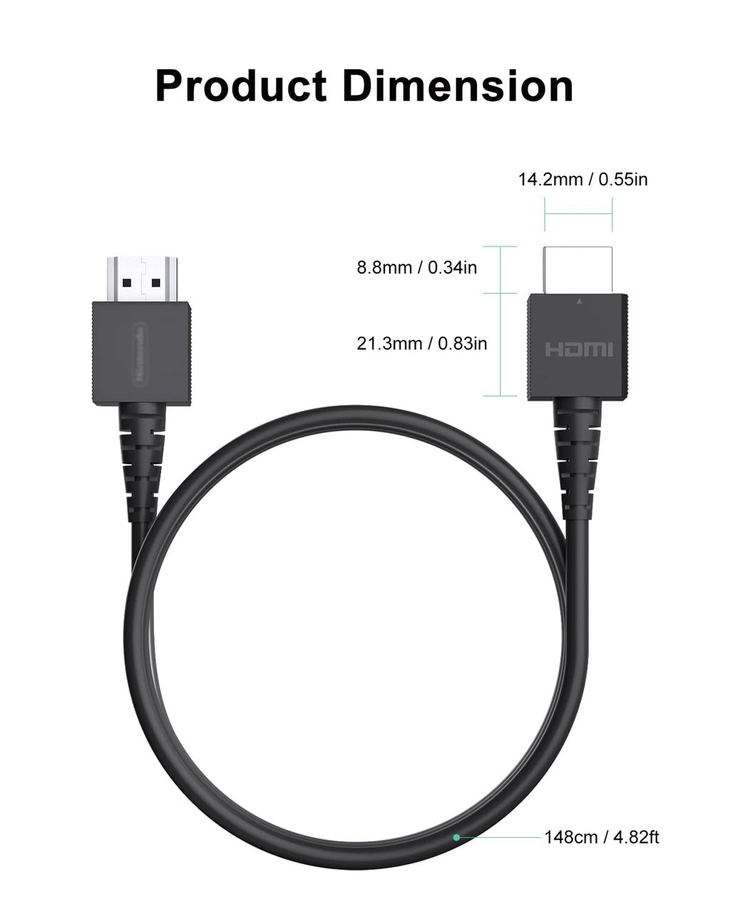 HDMI Cable Compatible with Nintendo Switch and Switch OLED/Wii U/NES Classic Edition/Super NES Classic Edition/N64, Switch HDTV Cord for TV, Original Switch HDMI-Cable, 5ft, Black