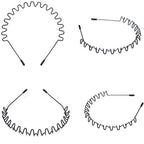 Metal Headbands, 2 Pack Fashion Unisex Black Hairband Spring Wave Non Slip Sports Headwear Hair Hoop Hair Accessories (2 Pack)