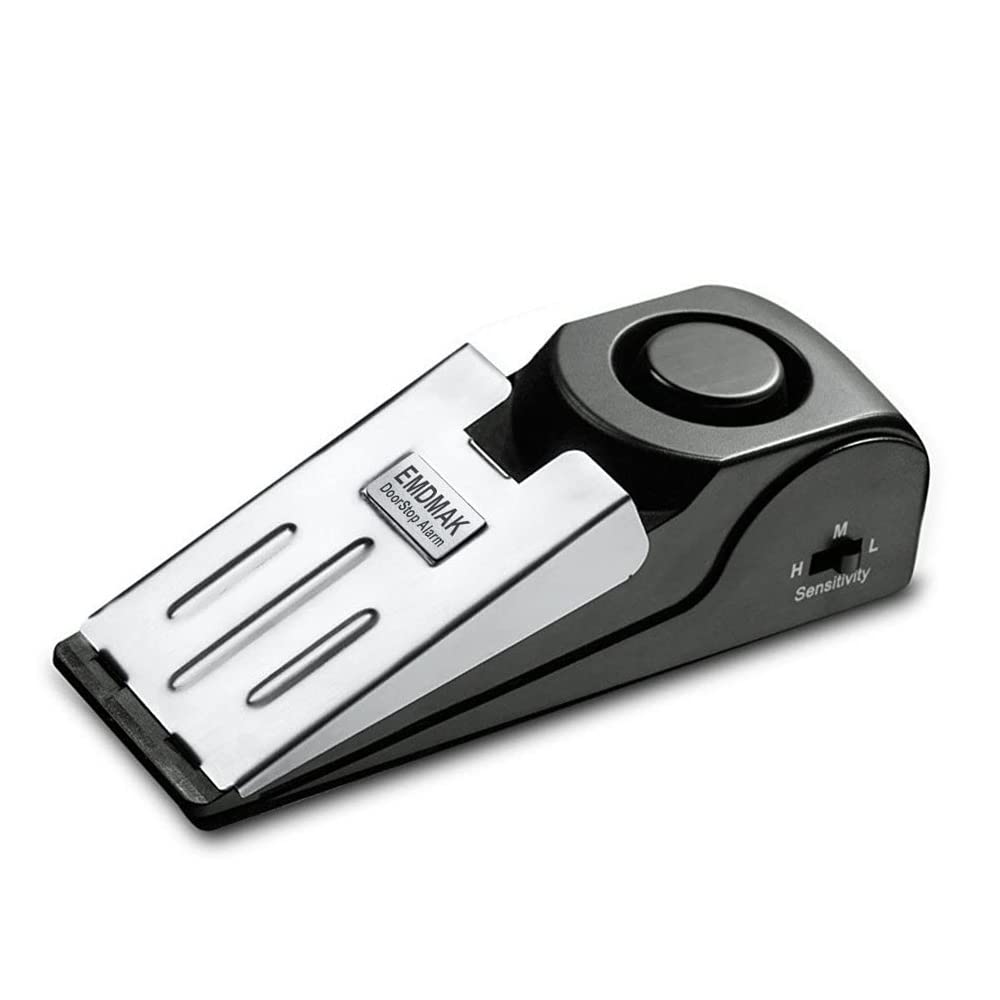 Door Stop Alarm with 120DB Siren Door Stop for Home & Travel (Black) (Pack of 2)