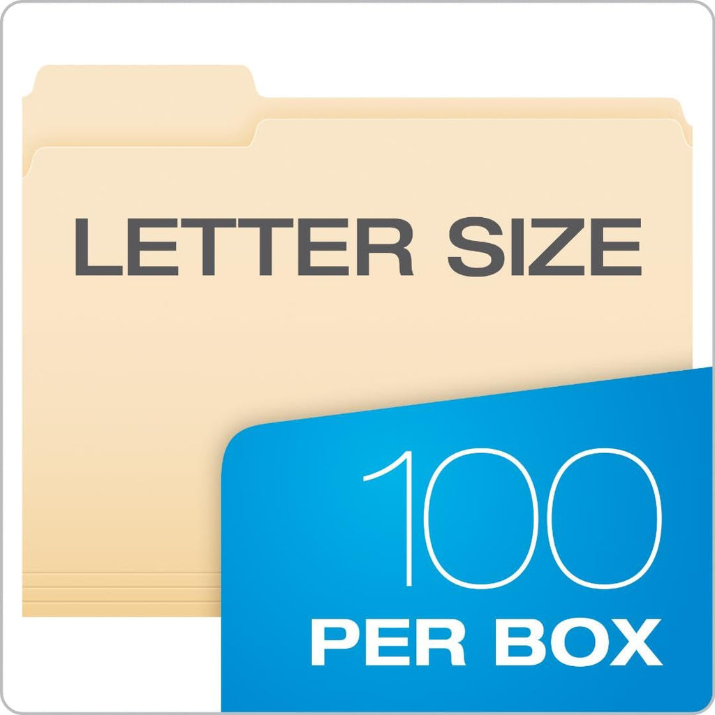 File Folders, 100 Pack, Durable Manila Folders, Letter Size (8.5" x 11"), 3 Top Tabs for Easy Labeling, Everyday Filing Essential for Offices, Classrooms & Home Document Organization