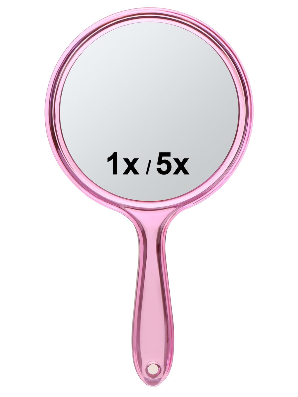 Handheld Mirror with Handle, 10.5 x 5.7 inches, Double-Sided 1X/5X Magnification Travel Makeup Mirror for Women, Pink
