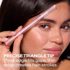 XtendBrows Shape & Sculpt Brow Pencil - Medium To Dark - Natural Look Eyebrow Filler Pen with Triangle Tip & Spoolie - Long-Wearing Definer for Fuller Natural Brows - Vegan & Cruelty Free