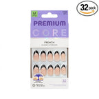 Core, Press On Nails, Nail glue included, 'Full of Fun', Black, Medium Size, Almond Shape, Includes 32 Nails, 2g Glue, 1 Manicure Stick, 1 Mini File
