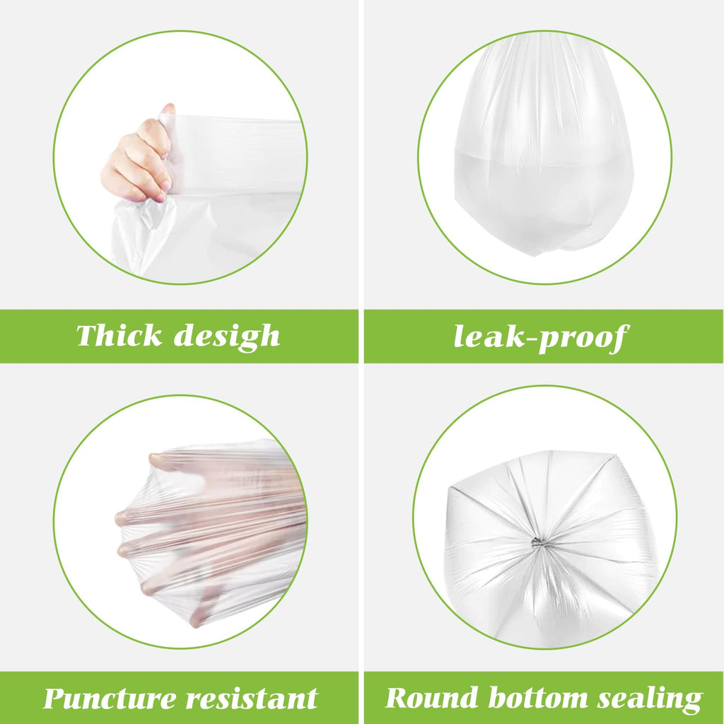 Small Trash Bags 4 Gallon 200 Counts Garbage Bags, Bathroom Trash Can Bin Liners, Small Plastic Bags for home office kitchen, fit 12-15 Liter, 3,3.5,4.5 Gal, Clear