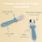 Toddler Utensils, 6 Pack kids Silverware Set with Silicone Handle, 18/8 Stainless Steel Children Safe Forks and Spoons, Dishwasher Safe
