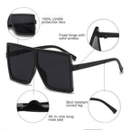 Square Oversized Sunglasses for Women Men Flat Top Fashion Shades