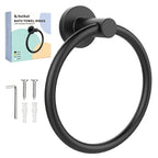 Towel Holder for Bathroom Wall Matte Black Towel Ring Stainless Steel Hand Towel Holder Heavy Duty Towel Hanger for Bath, Kitchen
