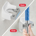 3 Pack Broom Holder Wall Mount Mop Grippers No Drilling Self Adhesive Anti-Slip Mop Handle Hanger Dustpan and Broom Organizer Garage Storage Racks-White