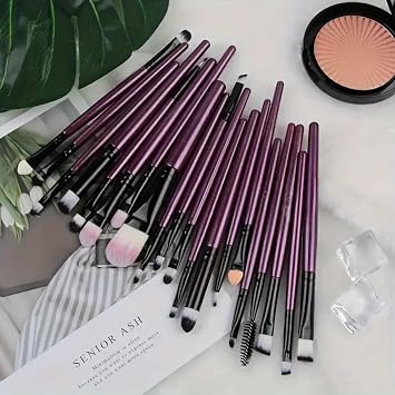 20-Piece Makeup Brush Set | Face & Eye Cosmetics Brushes for Blending, Contouring, Eyebrow, Lip, and More | Soft Synthetic Fiber Beauty Tools