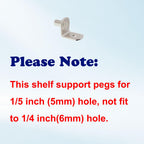 Shelf Support Pegs, 50 Pcs Shelf Pegs with Hole, 5mm (1/5 inch) Cabinet Shelf Bracket Pegs, L-Shaped Nickel Plated Shelf Pins Holders for Bookcase Kitchen Closet Shelf Shelves Furniture Cabinet