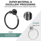 Towel Holder for Bathroom Wall Matte Black Towel Ring Stainless Steel Hand Towel Holder Heavy Duty Towel Hanger for Bath, Kitchen