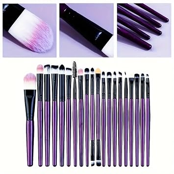 20-Piece Makeup Brush Set | Face & Eye Cosmetics Brushes for Blending, Contouring, Eyebrow, Lip, and More | Soft Synthetic Fiber Beauty Tools