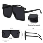 Square Oversized Sunglasses for Women Men Flat Top Fashion Shades