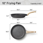 Non Stick Frying Pan Skillet, Omelet Pan, Healthy Non Toxic Granite Chef Pan, Induction Compatible Egg Frying Pan with Heat-Resistant Handle, PFOA-Free,Black, 10"
