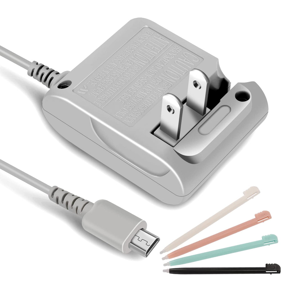 DS Lite Charger Kit Compatible with Nintendo DS Lite 100-240V Wall Plug Adapter with 4 Stylus Pen for Nintendo DS Lite