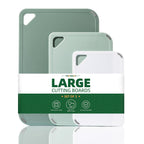 Plastic Cutting Board Set of 3-Cutting Boards for Kitchen BPA Free, Large-Small Chopping Boards Non-Slip for Cooking Camping Dishwasher Safe, Reversible, with Grip Handle, 15"×10"×0.25" Green