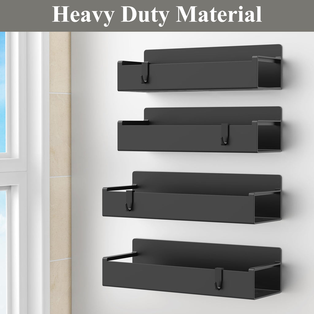 4 Pack Magnetic Spice Rack Organizer for Refrigerator and Oven, Black Fridge Organizers and Storage for Kitchen