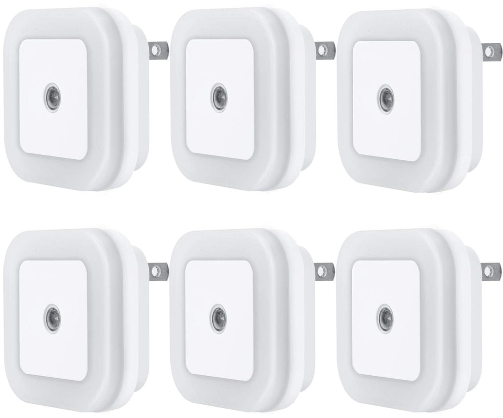 LED Night Light Lamp with Smart Sensor Dusk to Dawn Sensor, Daylight White, 0.5W Plug-in, 6-Pack