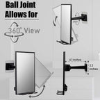 Shower Mirror for Shaving & Washing Your Face with a Squeegee - Built-in Two Razor Holder, 360°Rotation Adjustable Shaving Bathroom Mirror - Easy Install, Home Shower Accessory(Not Fogless)