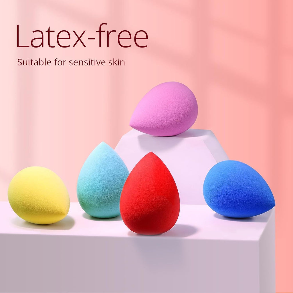 Makeup Sponge Set 5 Pack Micro Porous Low Absorption Soft Latex Free Foundation Beauty Sponges & Blenders for Powder Cream