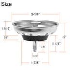 2 Pack - Kitchen Sink Strainer and Stopper Combo Basket Replacement for Standard 3-1/2 inch Drain, Stainless Steel Basket with Plastic Knob, Rubber Stopper Bottom