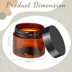 4 Pieces Round Wide-mouth Leak Proof Plastic Container Jars with Lids for Travel Storage Makeup Beauty Products Face Creams Oils Salves Ointments DIY Making(2 Ounce,Amber)