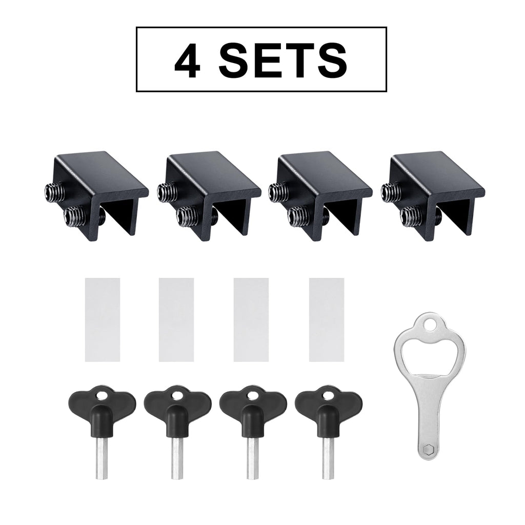 Window Locks,4 Pack Sliding Window Locks with Key for Vertical & Horizontal Sliding Windows Doors,Easv to Install,Adjustable Security Window Lock for Patio Bedroom Home and Office (Black)