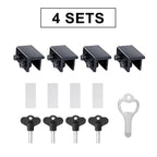Window Locks,4 Pack Sliding Window Locks with Key for Vertical & Horizontal Sliding Windows Doors,Easv to Install,Adjustable Security Window Lock for Patio Bedroom Home and Office (Black)