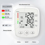 Blood Pressure Monitor Digital Wrist BP Machine Automatic BP Cuff (5.3 to 7.7 in) with 2 Users 180 Memory Voice Large LCD Display Adjustable Cuff USB Charging Carrying Case,White
