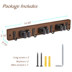 Mop Broom Holder Wall Mount with 3 Slots & 4 Hooks - Wood Broom Mop Hanger for Pantry Kitchen Organization - Garden Tool Organizer for Closet Laundry Room - for Rustic Farmhouse Kitchen Decor