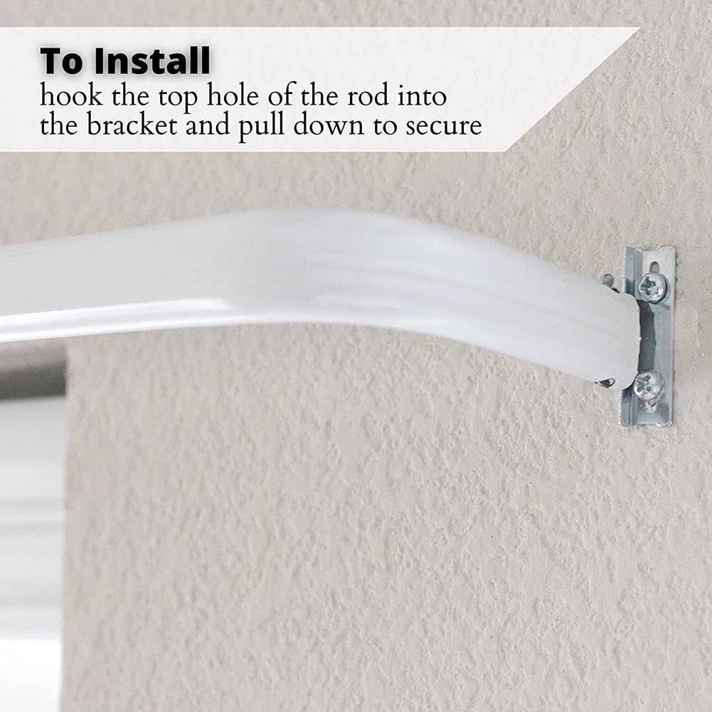 Heavy Duty Single Rod,Lock Seam Curtain Rod 28 to 48-Inch Adjustable Width, 2 1/2-Inch Projection，Hardware Included,White(Pack of 2)