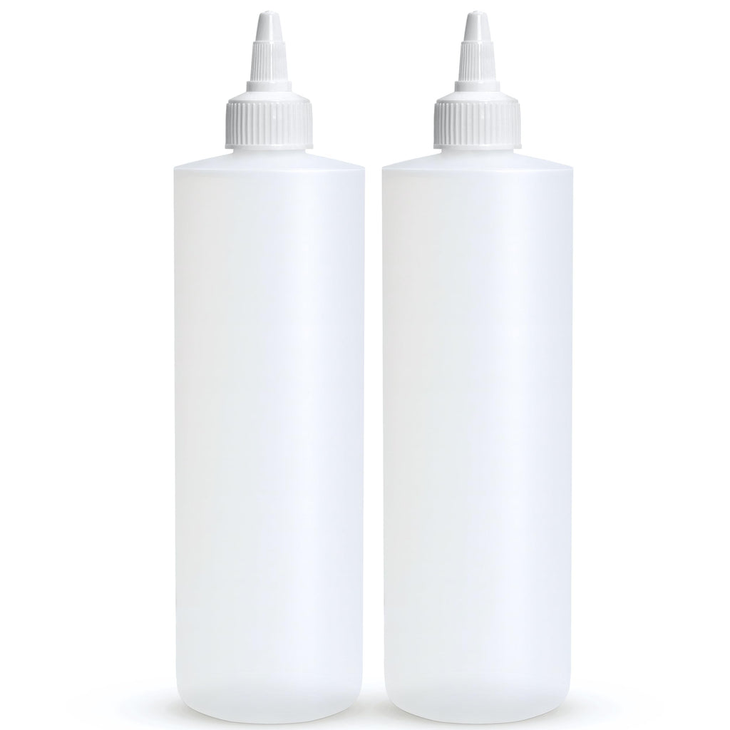 Condiment Squeeze Bottles, 16 OZ Empty Squirt Bottle with Twist Top Cap, Leak Proof - Great for Ketchup, Mustard, Syrup, Sauces, Dressing, Oil, Arts and Crafts, BPA FREE Plastic - 2 PACK