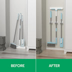 3 Pack Broom Holder Wall Mount Mop Grippers No Drilling Self Adhesive Anti-Slip Mop Handle Hanger Dustpan and Broom Organizer Garage Storage Racks-White