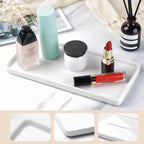 8" Bathroom Trays - Ceramic Vanity Tray for Bathroom - Small Ceramic Tray - Kitchen Soap Trays - Porcelain Dispenser Organizer for Kitchen Bathtub Counter (White)