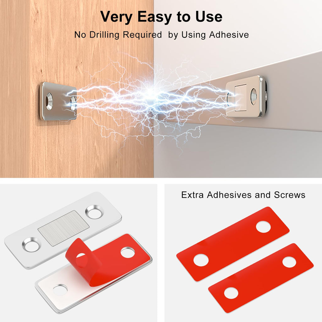 Cabinet Magnetic Catch 4 Pack Ultra Thin Cabinet Door Magnetic Catch for Drawer Magnets Adhesive Cabinet Latch Magnetic Closures for Kitchen Closet Door Closing Magnetic Door Catch Closer
