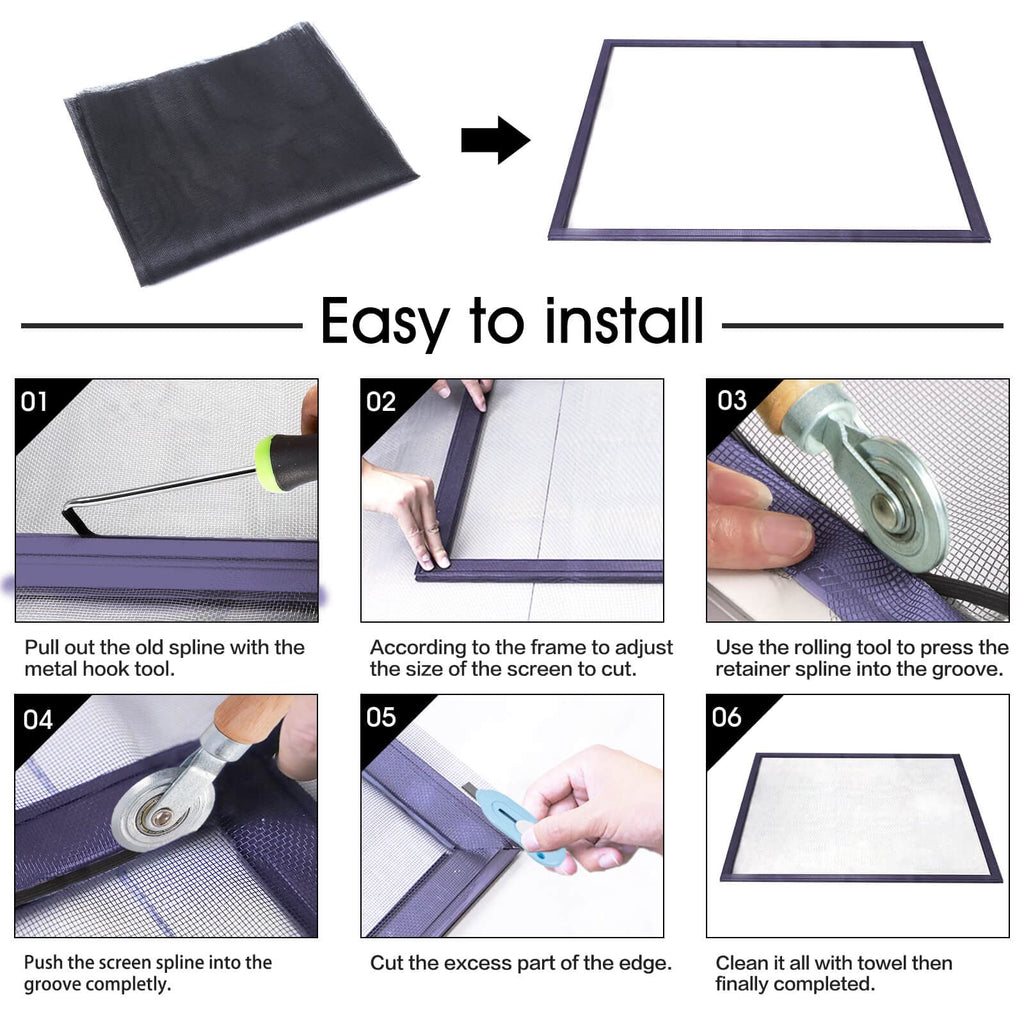 Windows Screen and Screen Door Replacement, 48"x118" Durable Fiberglass Screen Mesh - Screen & Sliding Screen Door Repair for Patio & Window