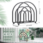 Metal Napkin Holder for Table - No Assembly Matte Black Paper Napkin Holders for Kitchen, Compact Design Cocktail Napkins Hoder Dispenser for Home Countertop, Restaurant & Outdoor Use