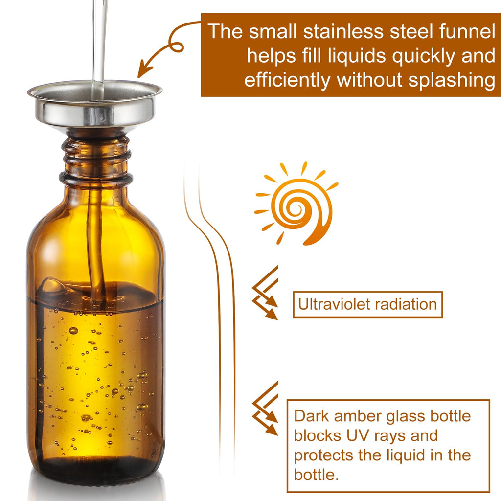 2 oz Dark Amber Glass Dropper Bottles with Measurement Dropper, 4 Pack- 60ml Thick Tincture Bottles with Measured Eye Dropper, Leakproof Essential Oils Bottles for Health, Personal Care & Beauty