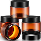 4 Pieces Round Wide-mouth Leak Proof Plastic Container Jars with Lids for Travel Storage Makeup Beauty Products Face Creams Oils Salves Ointments DIY Making(2 Ounce,Amber)