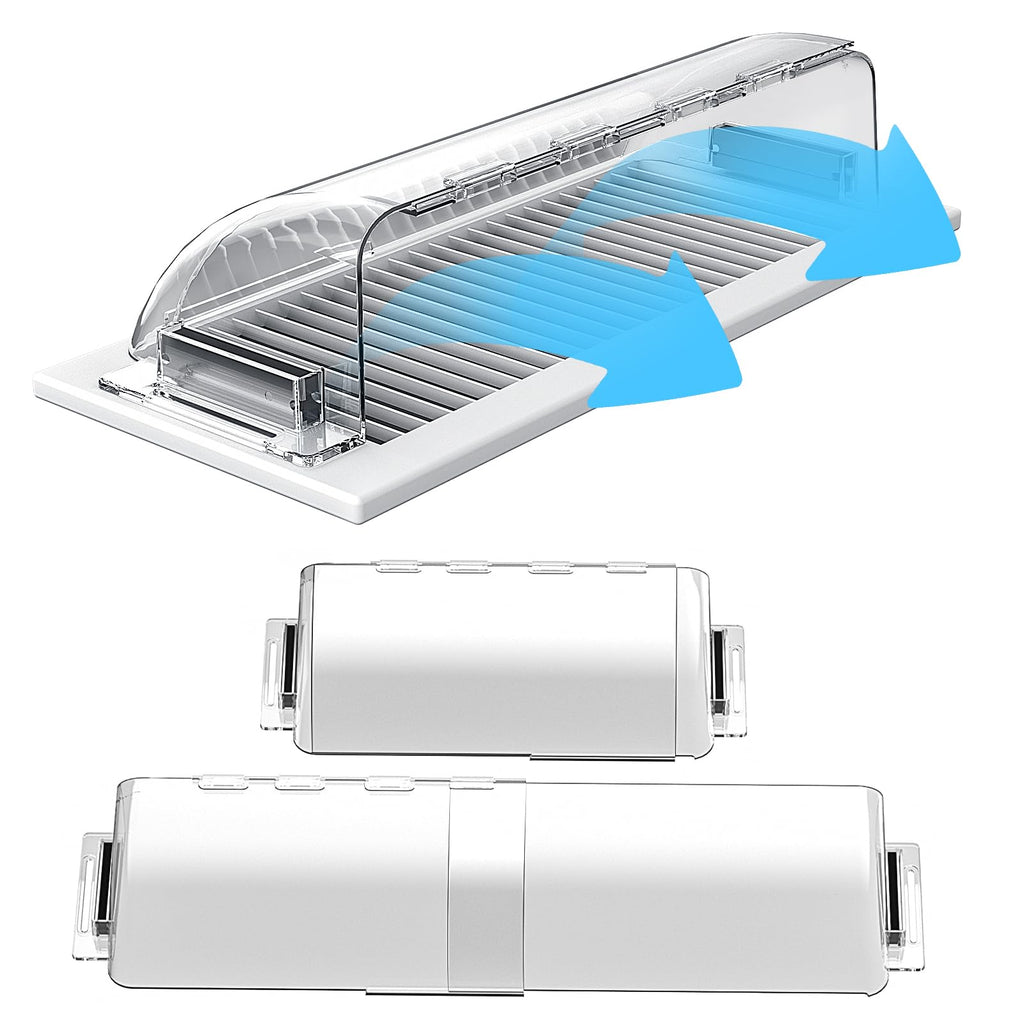 2 Pack Magnetic Air Vent Deflector, 9"-15.5" Adjustable Vent Cover with Optimized Ferrite Magnets for Ceiling/Floor/Wall Registers - Clear Heat/AC Deflector for Under Furniture & Home Comfort