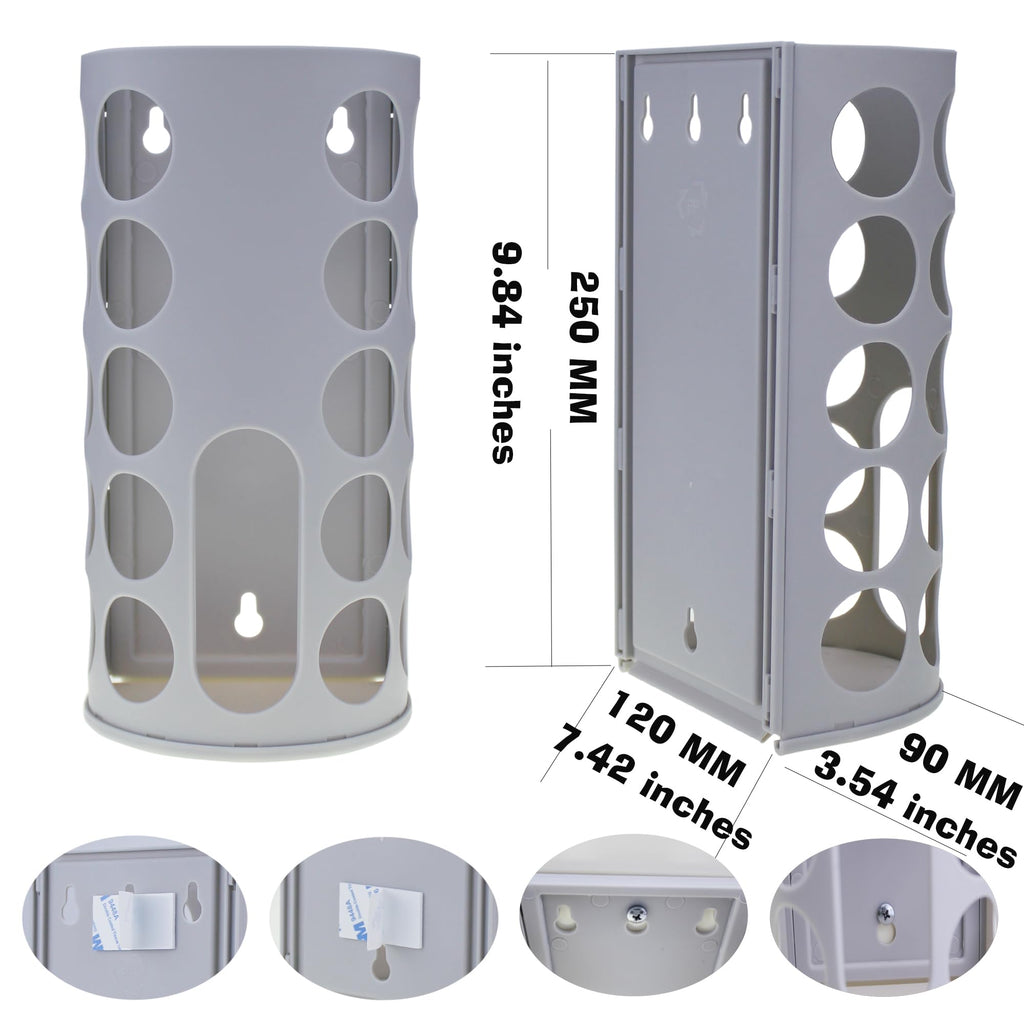 Wall-Mounted Plastic Bag Holder (2 Pack) - Multi-Use Kitchen Organizer for Grocery Bags, Socks & Underwear | Space-Saving Design with Adhesive & Screws