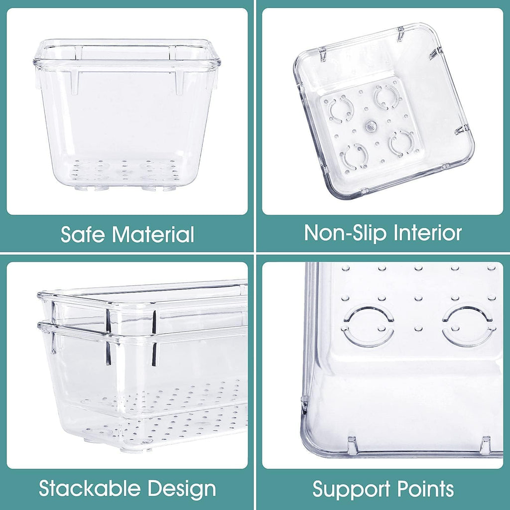 25 PCS Clear Plastic Drawer Organizer Set, 4 Sizes Desk Drawer Divider Organizers and Storage Bins for Makeup, Jewelry, Gadgets for Kitchen, Bedroom, Bathroom, Office