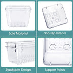 25 PCS Clear Plastic Drawer Organizer Set, 4 Sizes Desk Drawer Divider Organizers and Storage Bins for Makeup, Jewelry, Gadgets for Kitchen, Bedroom, Bathroom, Office