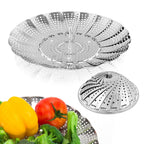Vegetable Steamer Basket, Premium Stainless Steel Veggie Steamer Basket - Folding Expandable Steamers to Fits Various Size Pot Small (5.5" to 9.2")